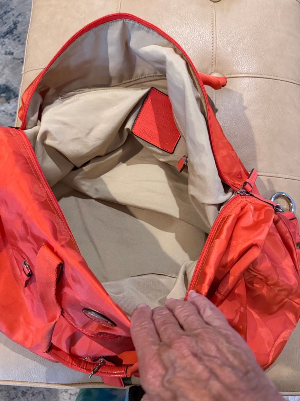 Coach Orange Signature Travel Nylon Duffle Bag 20 by 12 - Picture 11 of 12